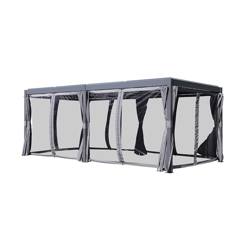 Simple Venetian Blinds Louvered Pergola With Curtains And Nets